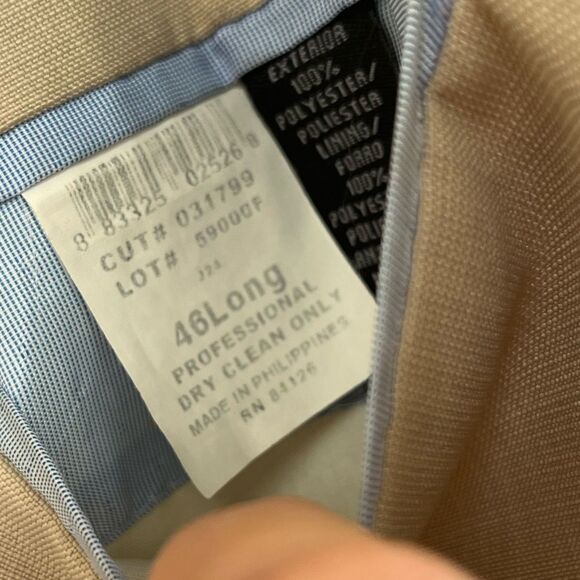 J.Ferrar light beige/cream 2-piece pants suit, single breasted, size 46L - Picture 7 of 15